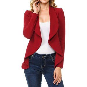 NEW WOMEN'S Long Sleeve Classic Lightweight Blazer - Ruby